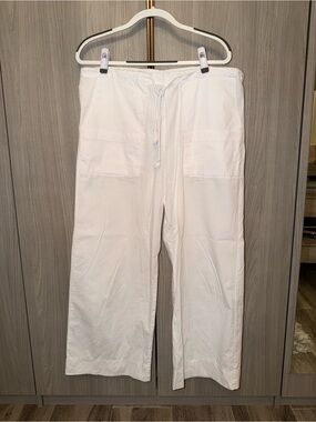 Local European White Drawstring Casual Pants